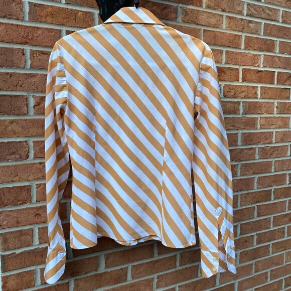 Etro BOLD STRIPE - Butterscotch Gold & White Long Sleeve Button Down - Picture 3 of 13